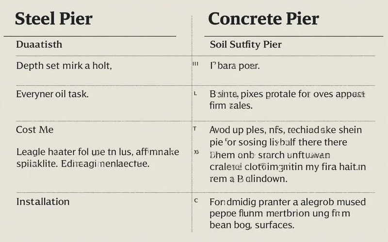 Comparison graphic of steel versus concrete pier attributes