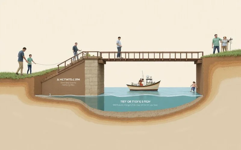 Illustration showing a pier reaching a firm bearing layer