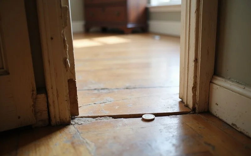 Gap between hardwood floor and baseboard in an older home
