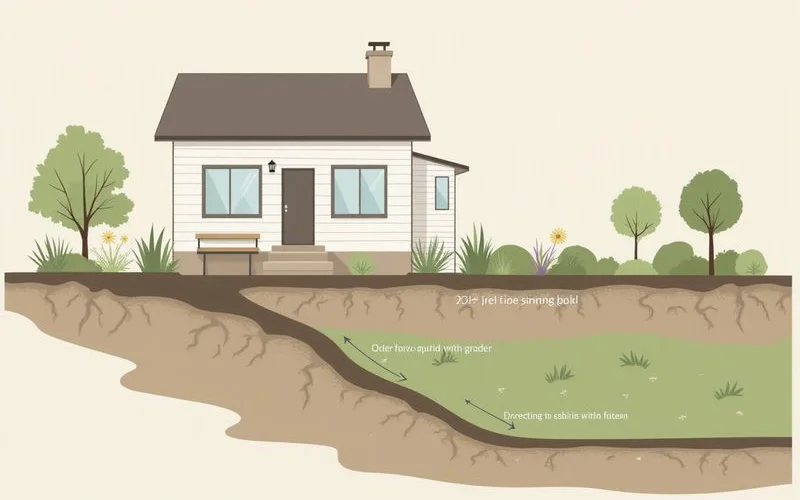 Positive grading illustration directing water away from a house