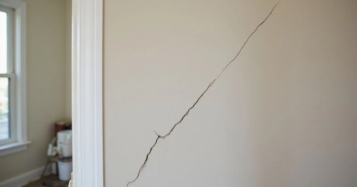 Diagonal crack above an interior door frame in a Dallas home