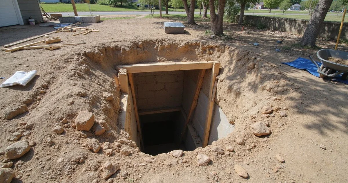 Tunnel excavation under a foundation perimeter at a residential site