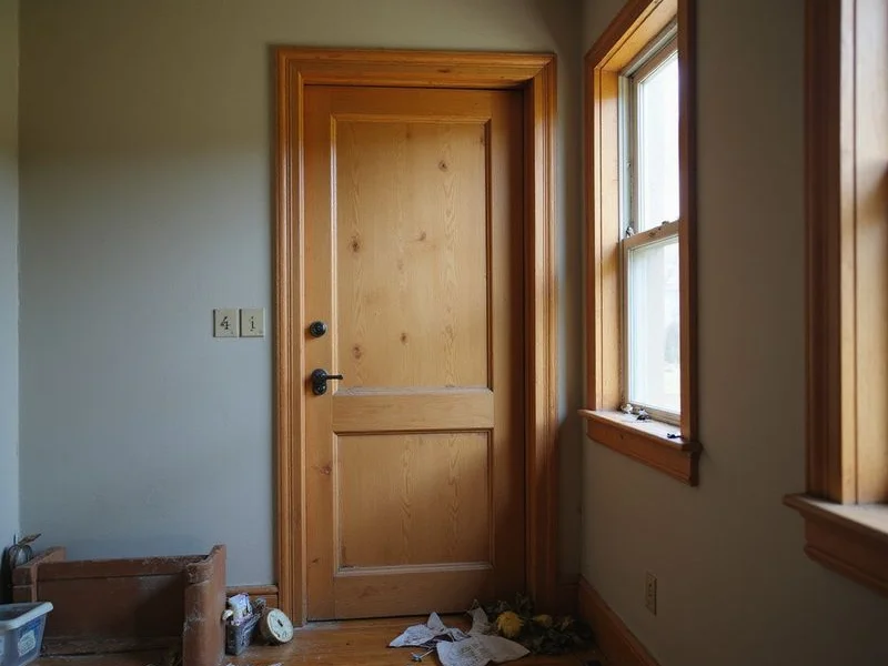 Interior door out of square with a tapered gap at the top corner