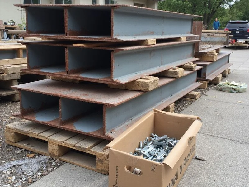 Multi-wall steel pier sections stacked with brackets and fasteners