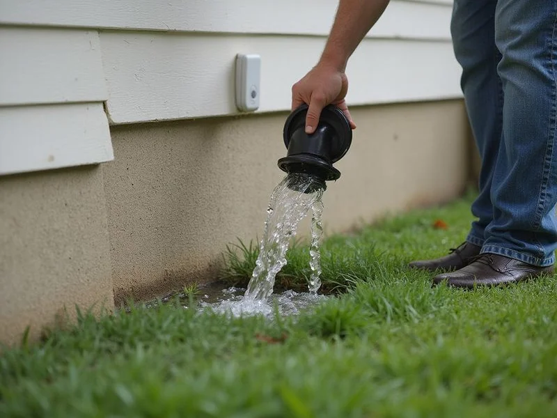 Pop-up emitter discharging at the low point of a regraded lawn