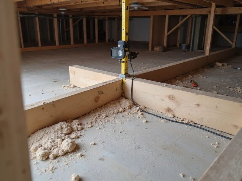 Sister joist bolted alongside a weakened original floor joist
