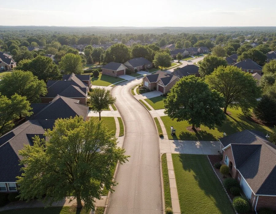 Established North Texas residential neighborhood with mature trees and brick ranch homes